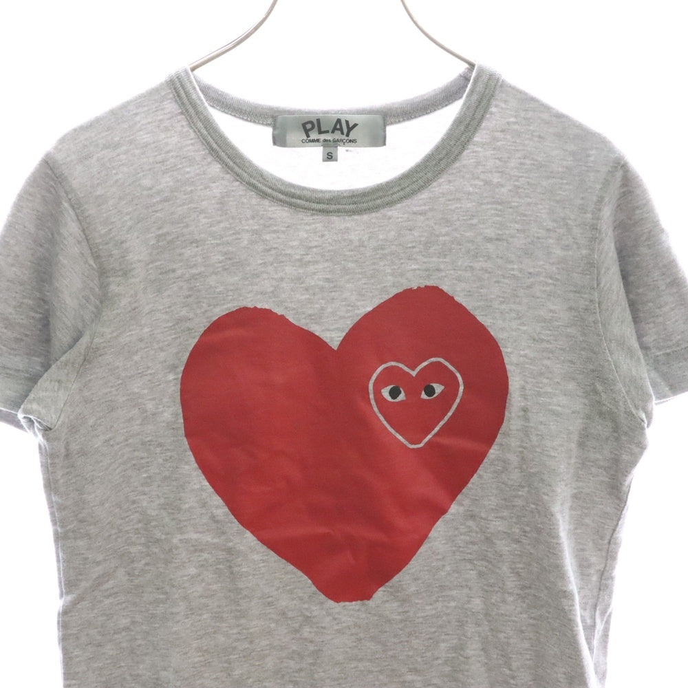 PLAY COMME des GARCONS(プレイコムデギャルソン) AD2023 ハートプリント クルーネック 半袖Tシャツ カットソー グレー レディース YZ-T025