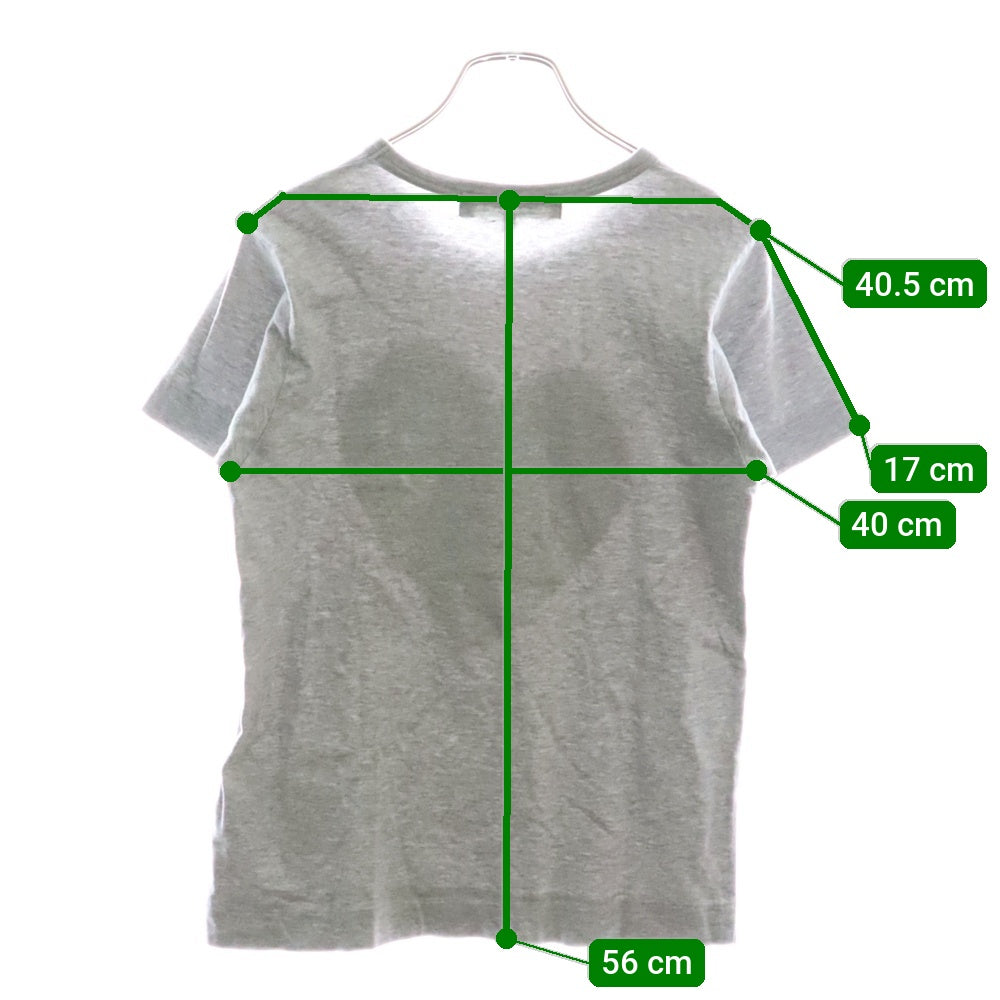 PLAY COMME des GARCONS(プレイコムデギャルソン) AD2023 ハートプリント クルーネック 半袖Tシャツ カットソー グレー レディース YZ-T025