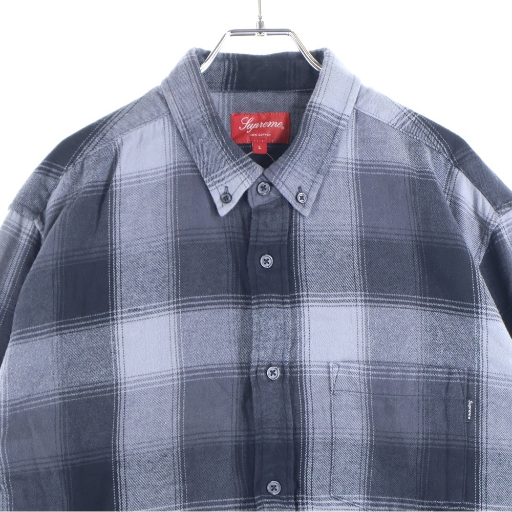 SUPREME(シュプリーム) 18AW Shadow Plaid Flannel Shirt シャドウプレイド フランネル 長袖ボタンダウンシャツ グレー/ブラック