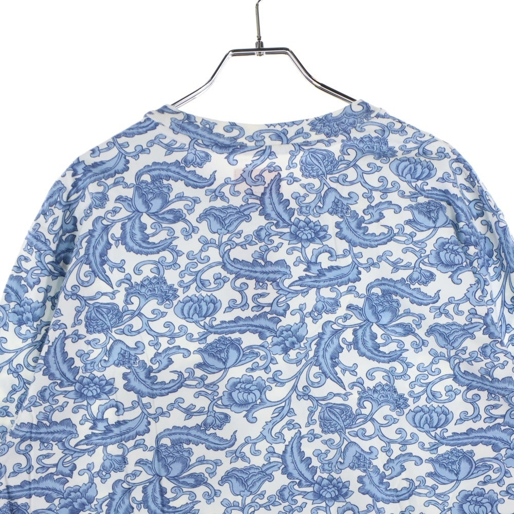SUPREME(シュプリーム) 19SS Damask L/S Top ダマスク総柄 ポケットTシャツ 長袖クルーネックカットソー ブルー/ホワイト