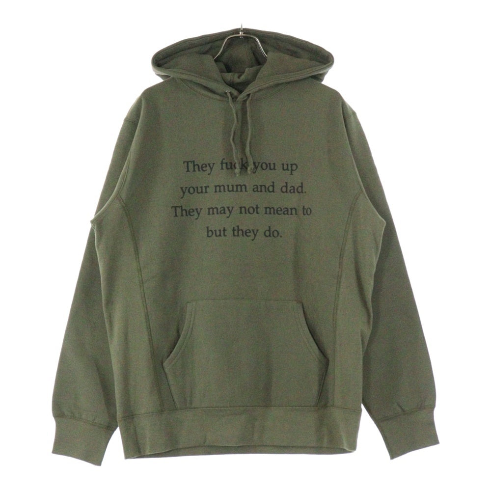 SUPREME(シュプリーム) 16AW They Fuck You Up Hooded Sweatshirt メッセージプリント スウェットプルオーバーパーカー フーディー カーキ