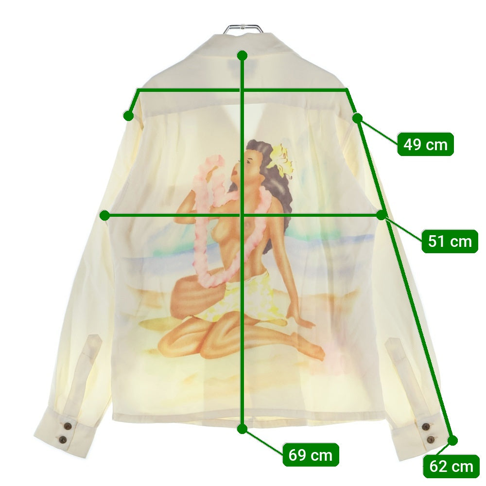 SUN SURF(サンサーフ) 09SS Special Edition PIN UP QUEEN LONG SLEEVE スペシャルエディション ピンアップ クイーン 長袖ハワイアンシャツ アロハシャツ アイボリー SS24657