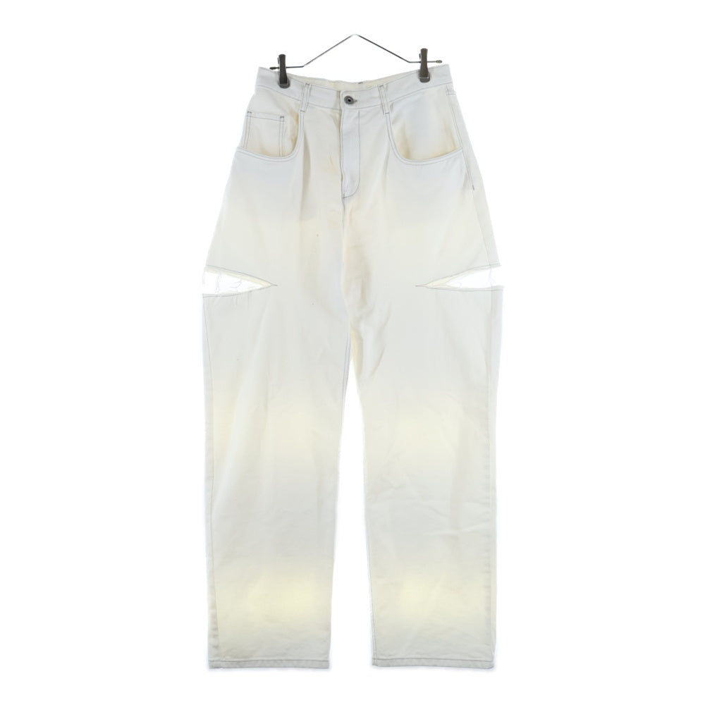 Martin Margiela 1(マルタンマルジェラ) 24SS スラッシュディテール カットオフ デニムパンツ ジーンズ ホワイト S51LA0106 S47399