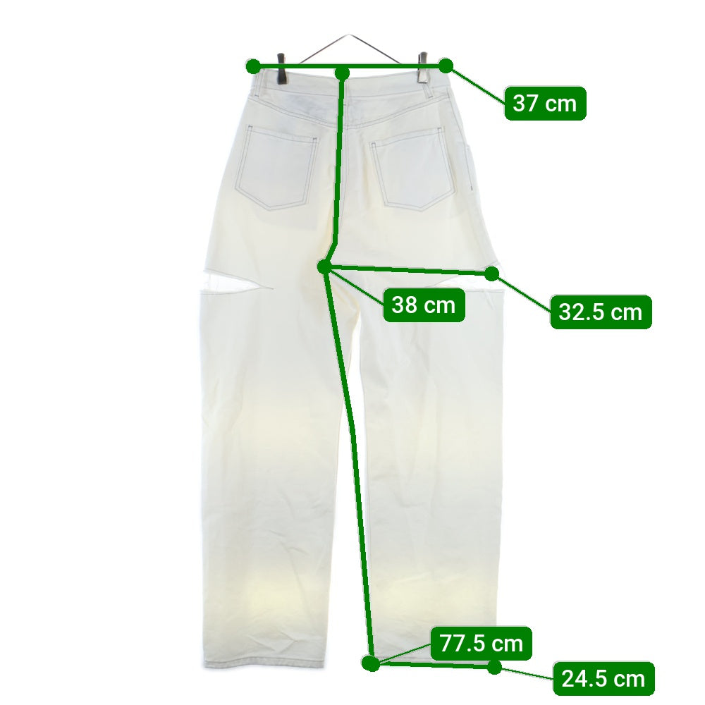 Martin Margiela 1(マルタンマルジェラ) 24SS スラッシュディテール カットオフ デニムパンツ ジーンズ ホワイト S51LA0106 S47399