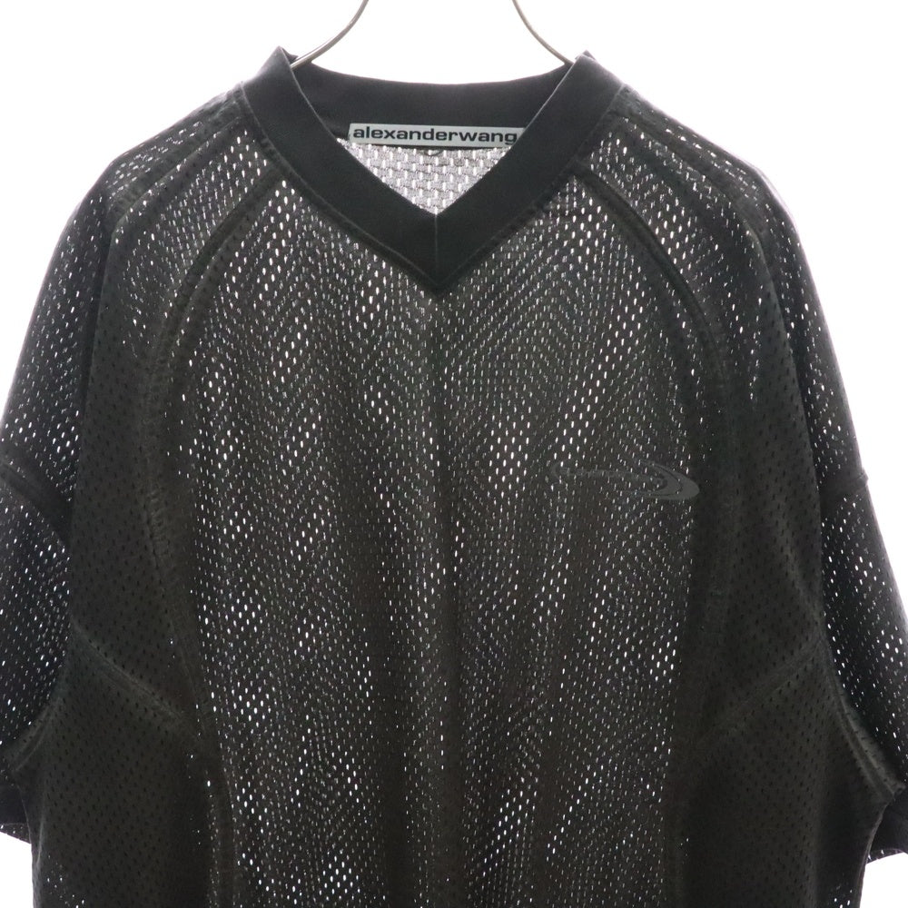 ALEXANDER WANG(アレキサンダーワン) MESH SHORT SLEEVE T-SHIRT ショートスリーブ Vネック メッシュ ユニフォーム 半袖Tシャツ カットソー グレー UCC1251733