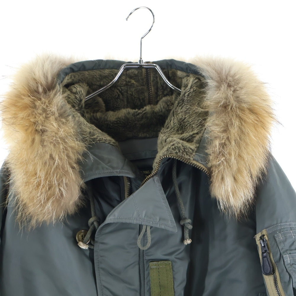 AVIREX(アヴィレックス) N-2A マルチポケット ファー付きフーデッド ジップアップ フライトジャケット カーキ 6112069