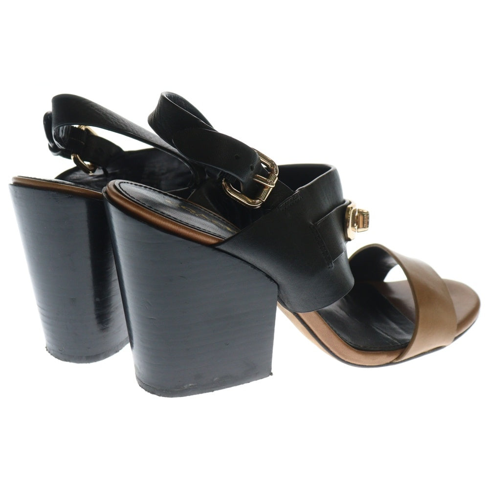 COACH(コーチ) ロゴデザイン金具付き ストラップ レザー ヒール サンダル レディース ブラック Q6975