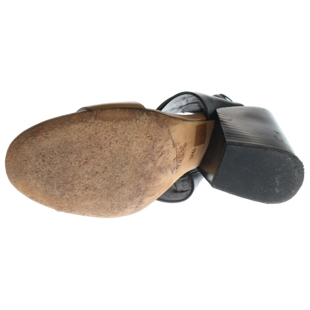 COACH(コーチ) ロゴデザイン金具付き ストラップ レザー ヒール サンダル レディース ブラック Q6975