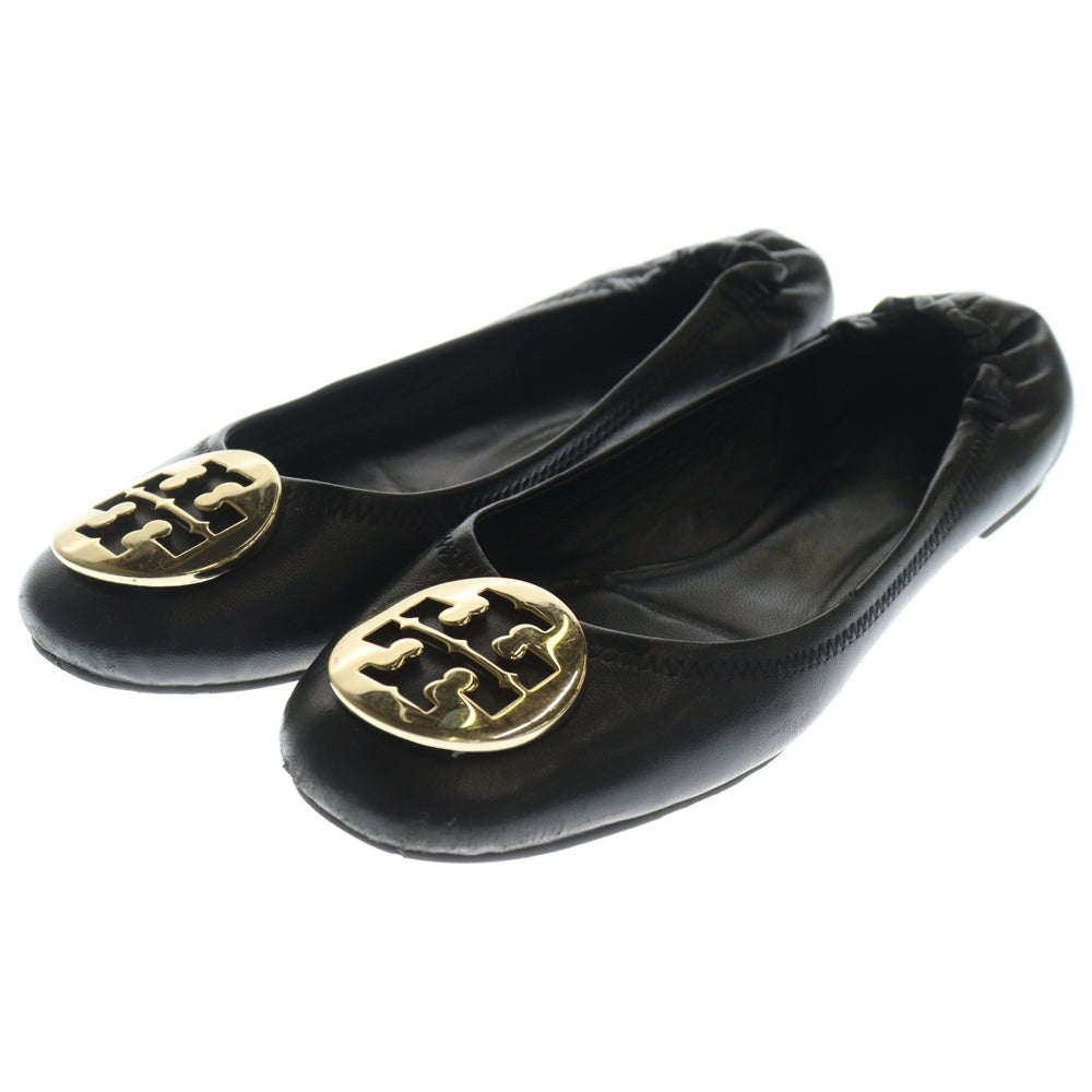 TORY BURCH(トリー バーチ) ロゴデザインプレート ラバーソール フラットシューズ レディース ブラック