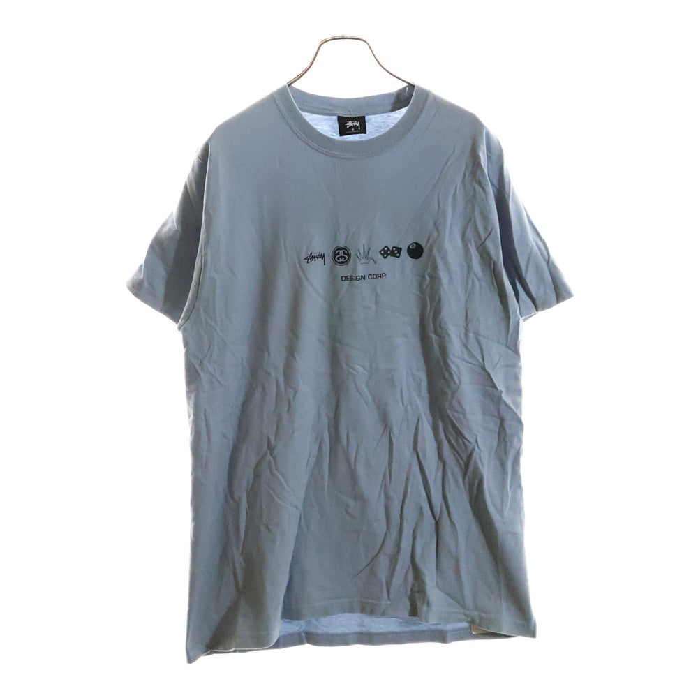 STUSSY(ステューシー) GLOBAL DESIGN CORP グローバル デザイン コープ 両面プリント クルーネック カットソー 半袖Tシャツ ブルー