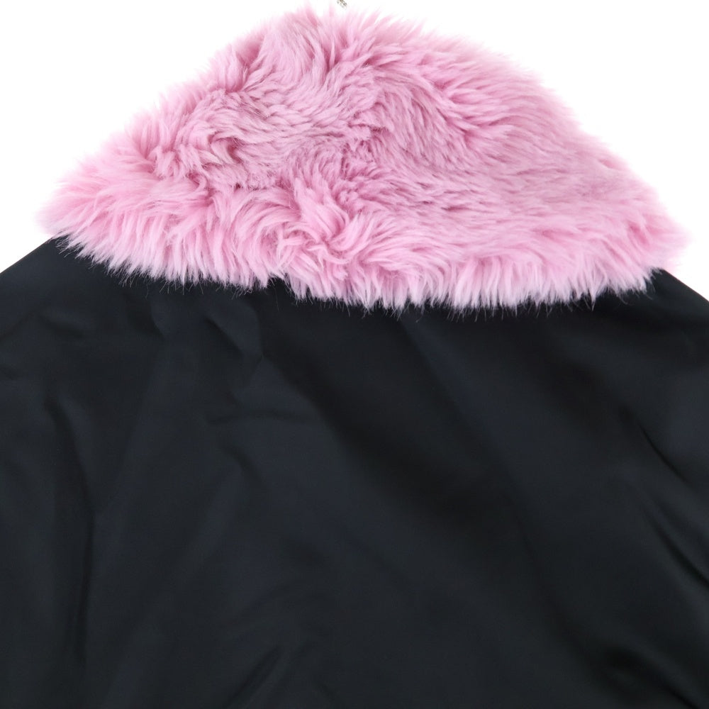 MSGM(エムエスジーエム) ファー付き ジップアップボンバージャケット MA-1 ブラック/ピンク 2541MDH14X