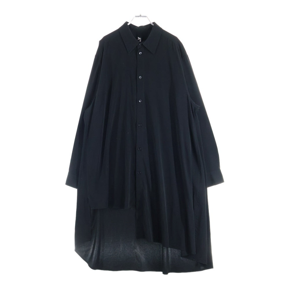Ground Y(グラウンドワイ) アクリル アシンメトリー ドレープ ロング 長袖シャツ ブラック GA-B24-500