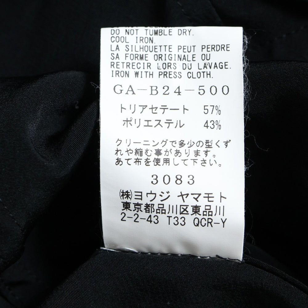 Ground Y(グラウンドワイ) アクリル アシンメトリー ドレープ ロング 長袖シャツ ブラック GA-B24-500