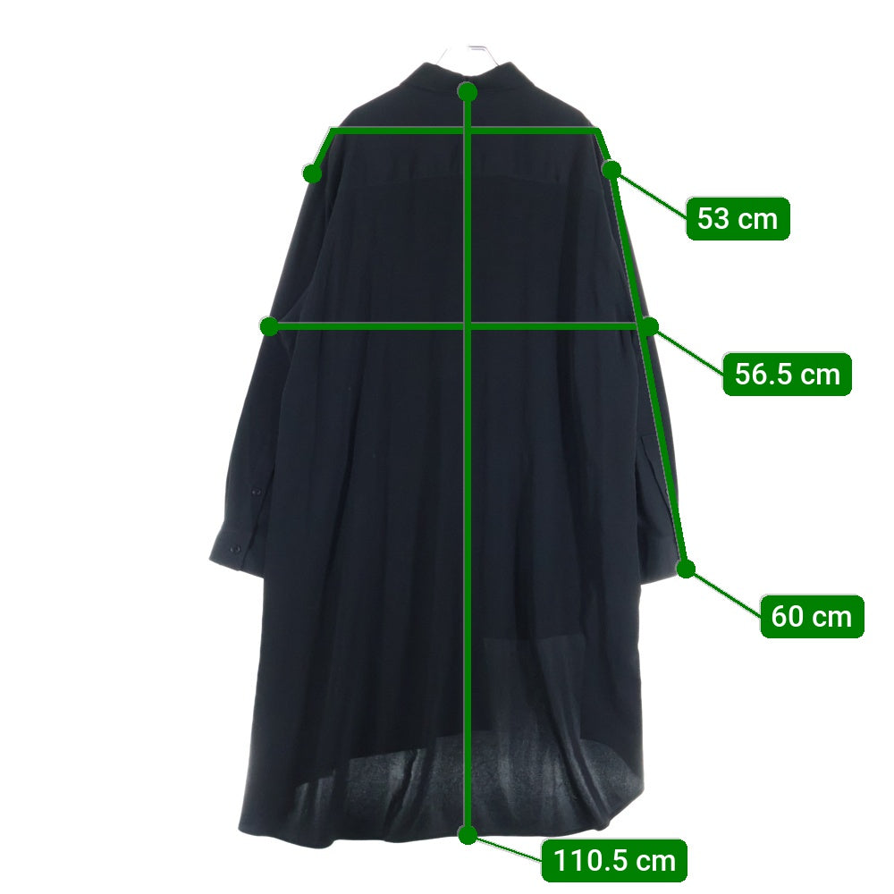 Ground Y(グラウンドワイ) アクリル アシンメトリー ドレープ ロング 長袖シャツ ブラック GA-B24-500