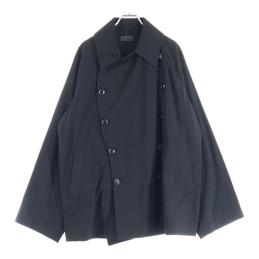 s'yte(サイト) ビッグカラー ラグランスリーブ レーヨン コックシャツ ジャケット ブラック UB-J30-912