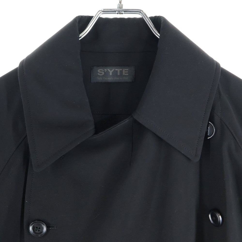 s'yte(サイト) ビッグカラー ラグランスリーブ レーヨン コックシャツ ジャケット ブラック UB-J30-912