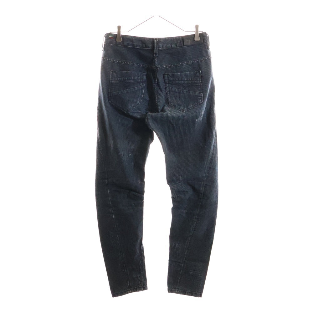 DIESEL(ディーゼル) ブレイブマンロゴ ストライプ柄 ウォッシュド加工 ボーイフレンド アンクル丈 ジップアップ デニムパンツ ブラック FAYZAL .32