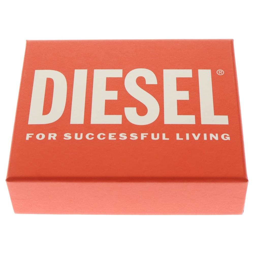 DIESEL(ディーゼル) 1DR Card Holder Zip オーバルDロゴ 二つ折り財布 カード コインケース コンパクト レザーウォレット ブラック X10102