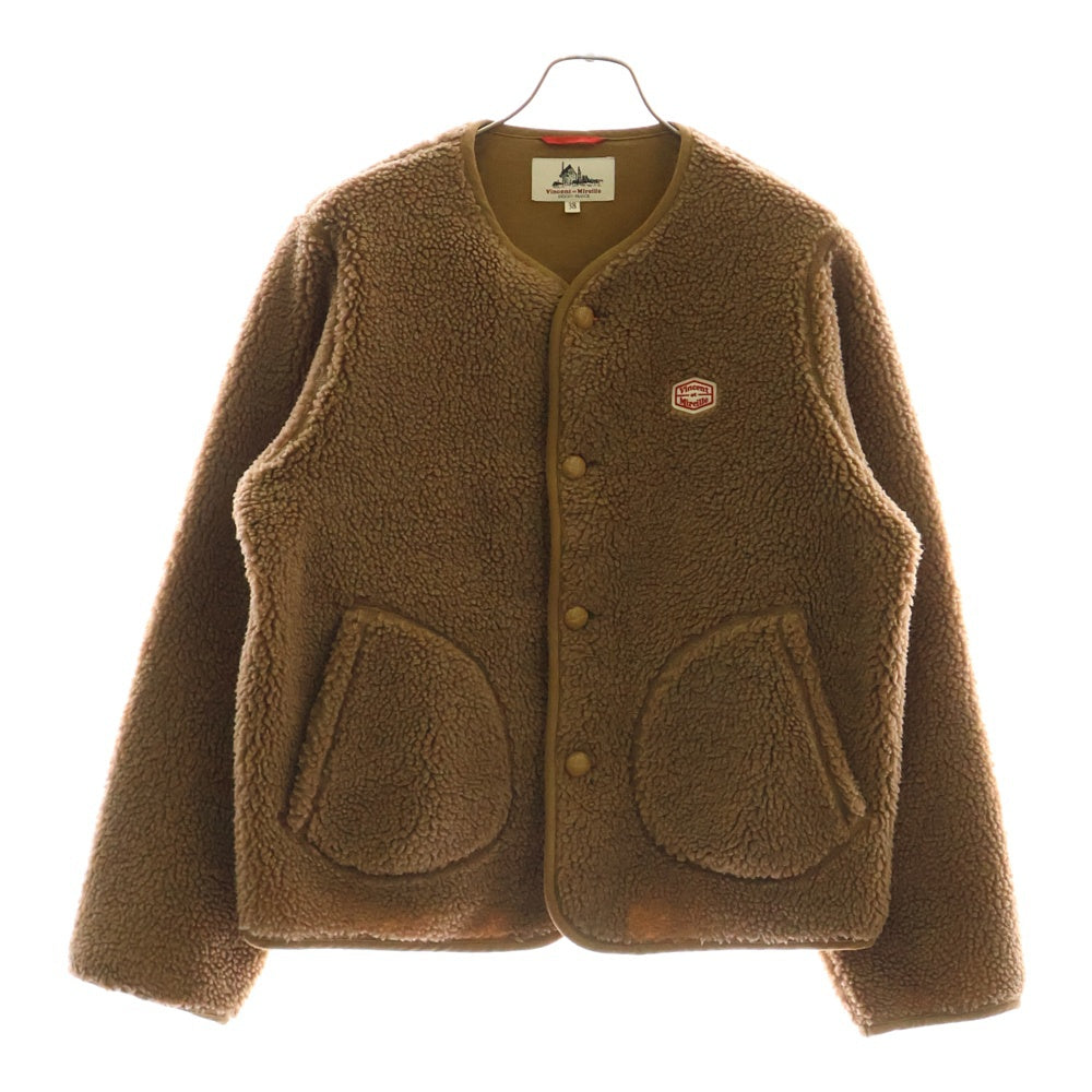 VINCENT ET MIRAILLE(バンソンエミレイユ) BOA CARDIGAN ボアカーディガン ノーカラージャケット レディース ブラウン VM222KB25110