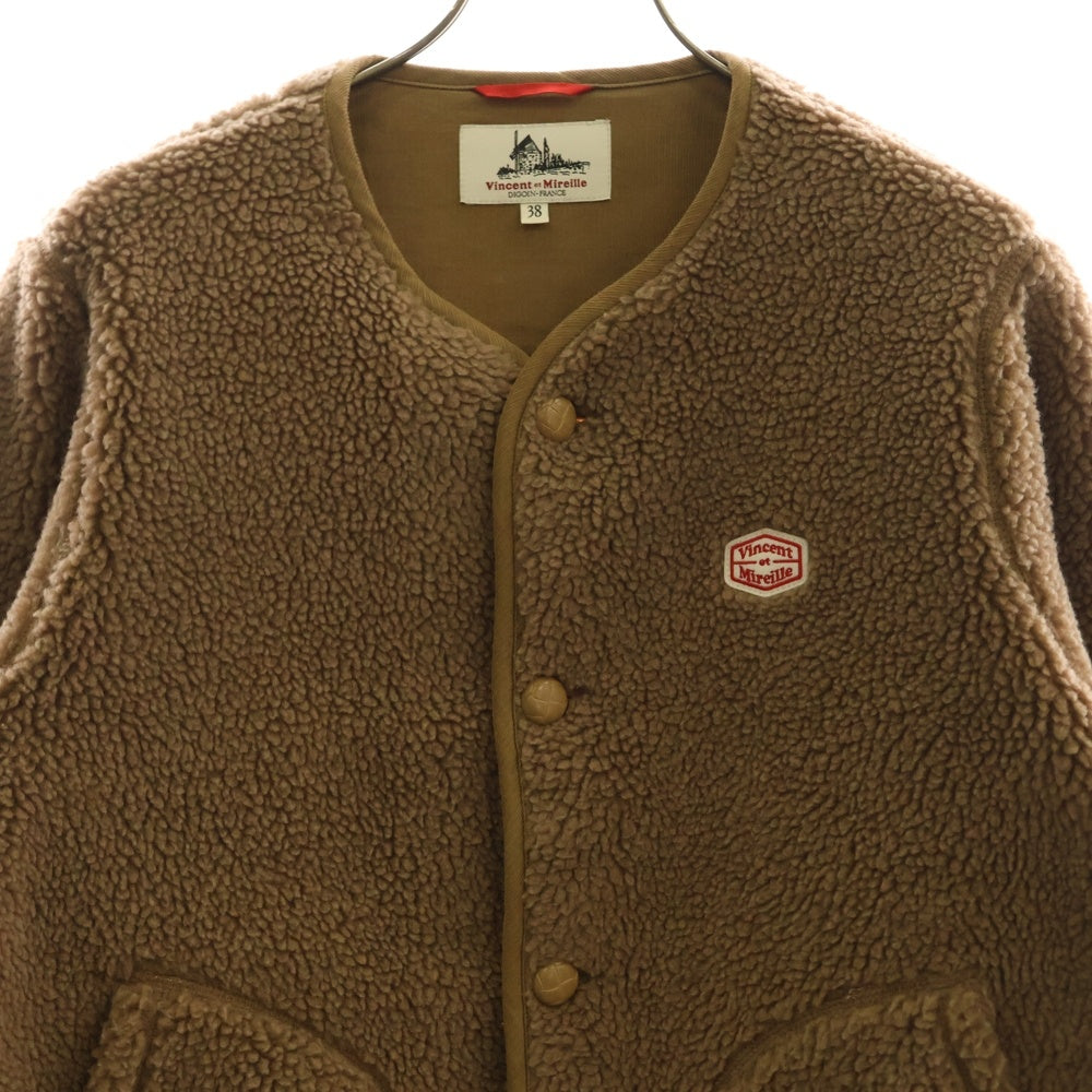 VINCENT ET MIRAILLE(バンソンエミレイユ) BOA CARDIGAN ボアカーディガン ノーカラージャケット レディース ブラウン VM222KB25110