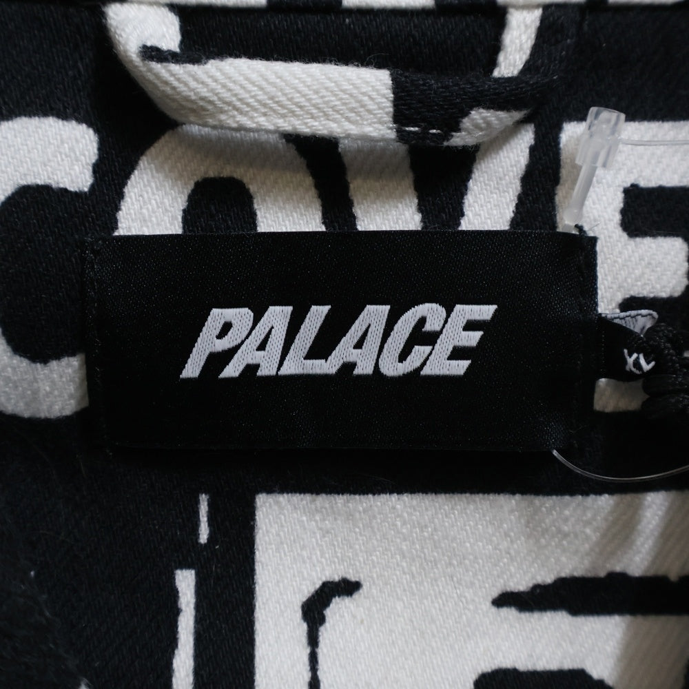 Palace Skateboards(パレススケートボーズ) 22SS Tabloid Denim Jacket 総柄 タブロイド デニムジャケット ブラック/ホワイト P23SHT002