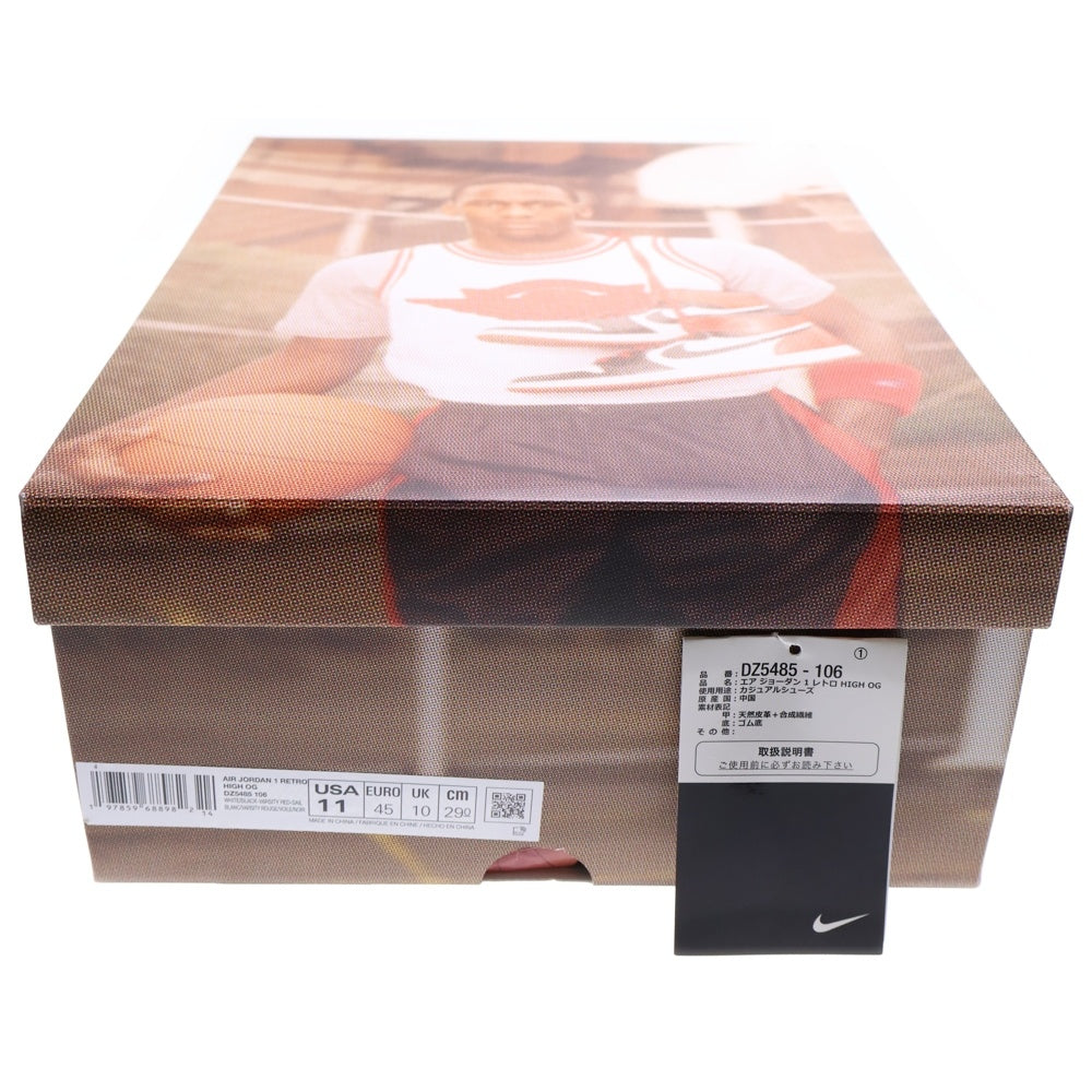 NIKE(ナイキ) AIR JORDAN 1 RETRO HIGH OG BLACK TOE REIMAGINED エアジョーダン1 レトロ OG ブラックトゥリイマジンド ツマ黒 ハイカットスニーカー US11/29cm DZ5485-106