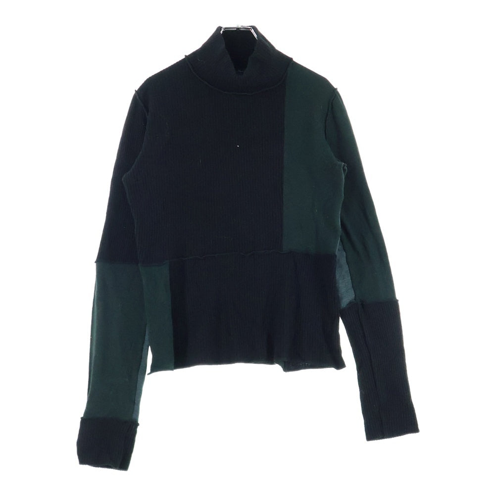 MM6 Maison Margiela(エムエムシックスメゾンマルジェラ) 22AW ハイネック パッチワーク リブニット セーター レディース ブラック S62GU0087