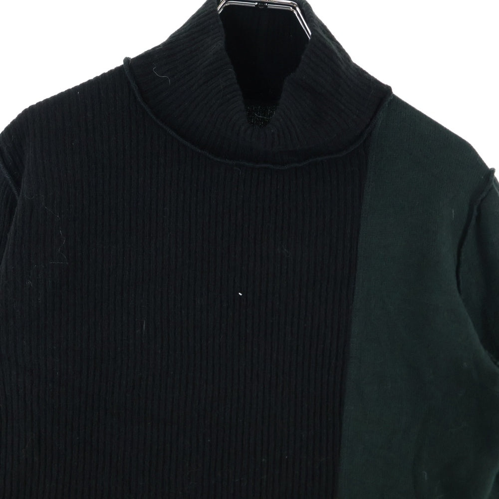 MM6 Maison Margiela(エムエムシックスメゾンマルジェラ) 22AW ハイネック パッチワーク リブニット セーター レディース ブラック S62GU0087