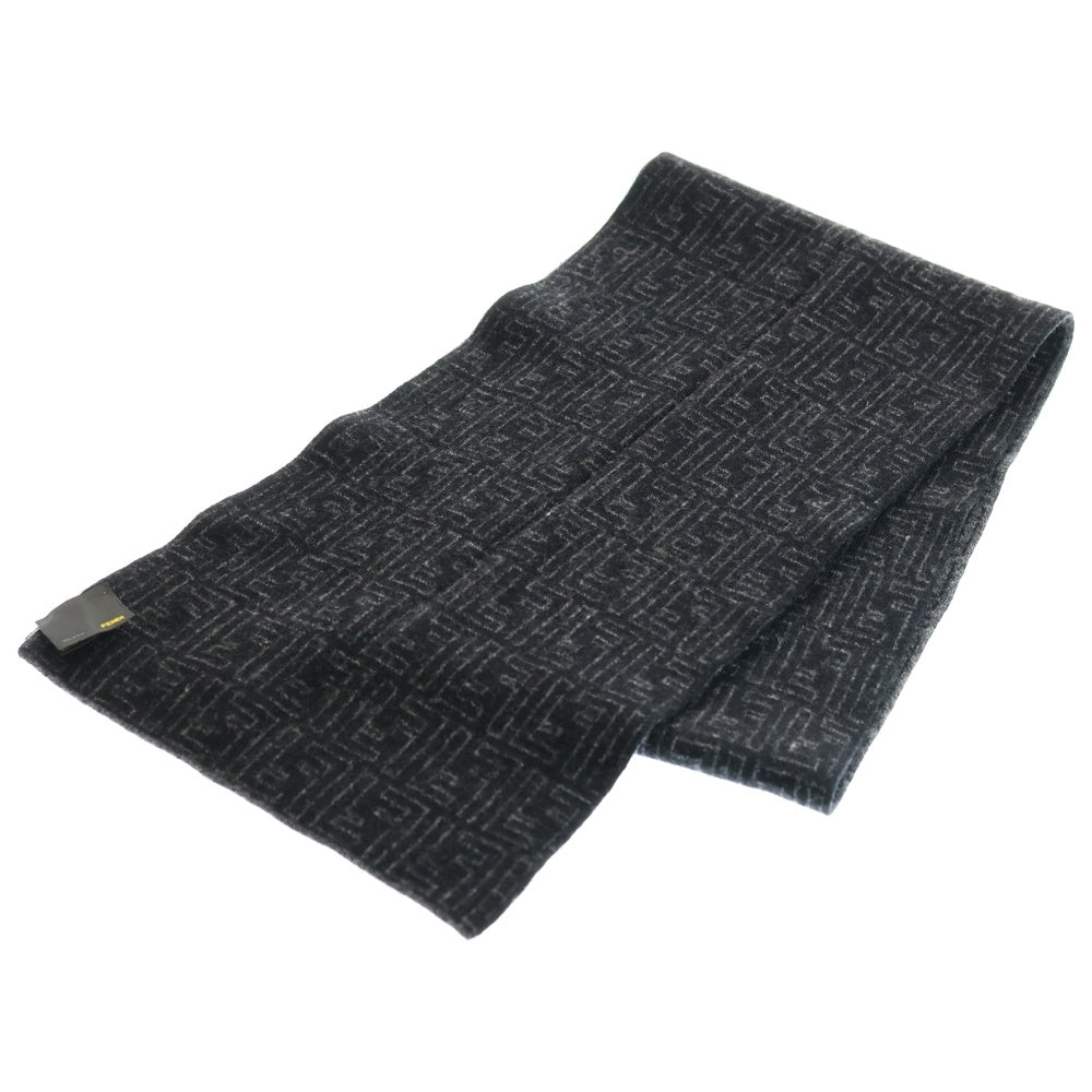 FENDI(フェンディ) FFロゴ総柄 ズッカ柄 ウールマフラー グレー