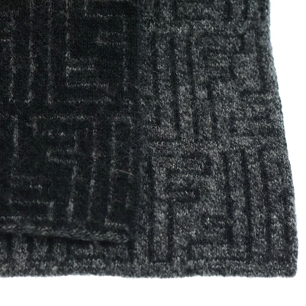 FENDI(フェンディ) FFロゴ総柄 ズッカ柄 ウールマフラー グレー