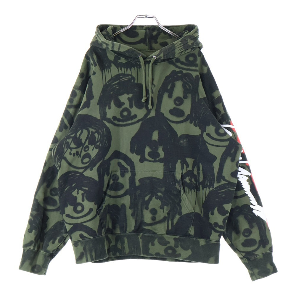 SUPREME(シュプリーム) 20AW ×YOHJI YAMAMOTO Hooded Sweatshirt ヨウジヤマモト 総柄アートプリント スウェットプルオーバーパーカー フーディー グリーン