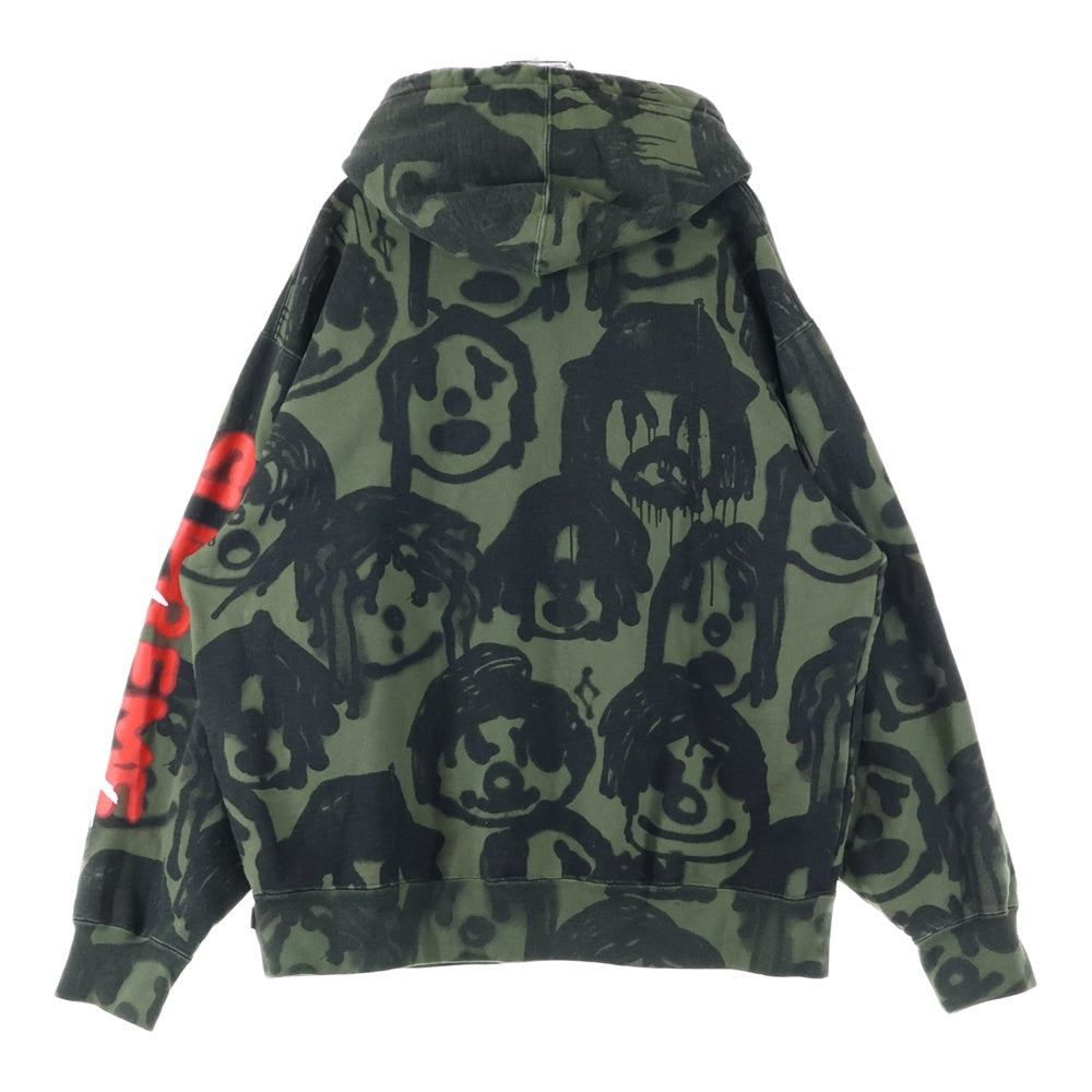 SUPREME(シュプリーム) 20AW ×YOHJI YAMAMOTO Hooded Sweatshirt ヨウジヤマモト 総柄アートプリント スウェットプルオーバーパーカー フーディー グリーン