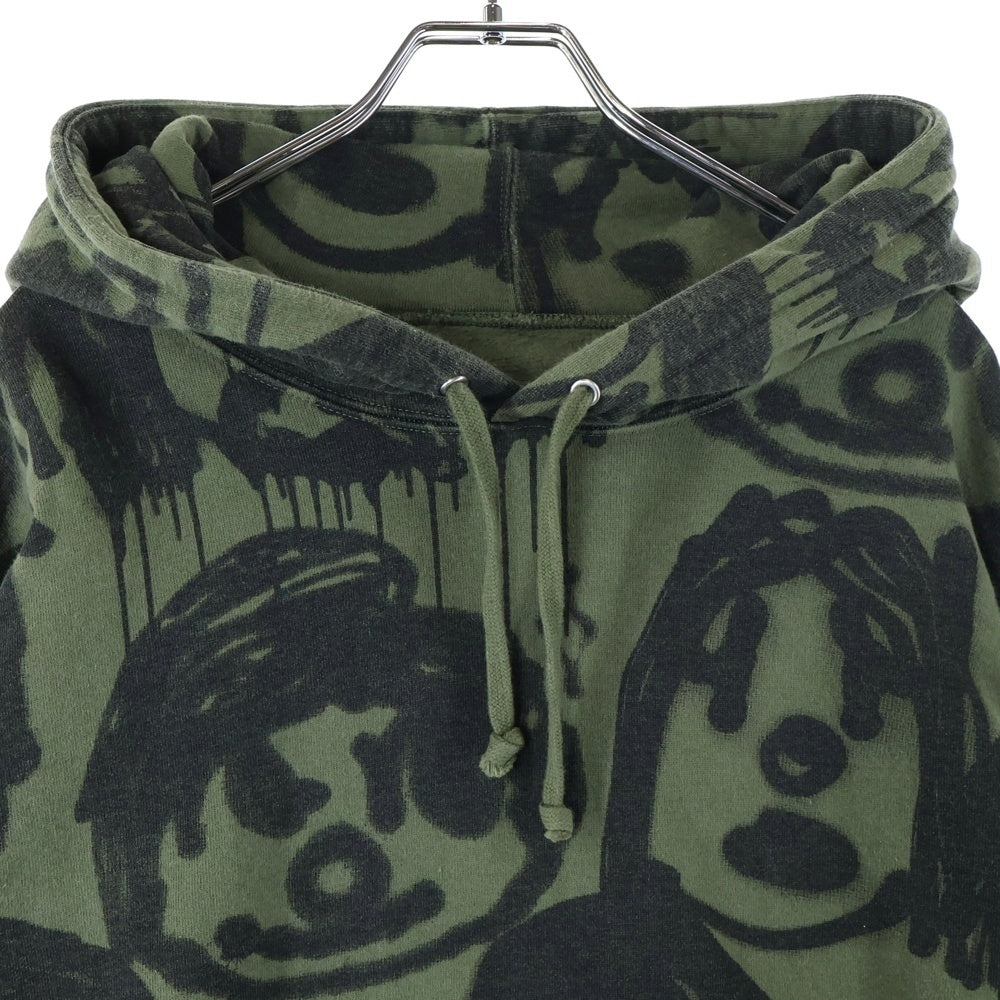SUPREME(シュプリーム) 20AW ×YOHJI YAMAMOTO Hooded Sweatshirt ヨウジヤマモト 総柄アートプリント スウェットプルオーバーパーカー フーディー グリーン