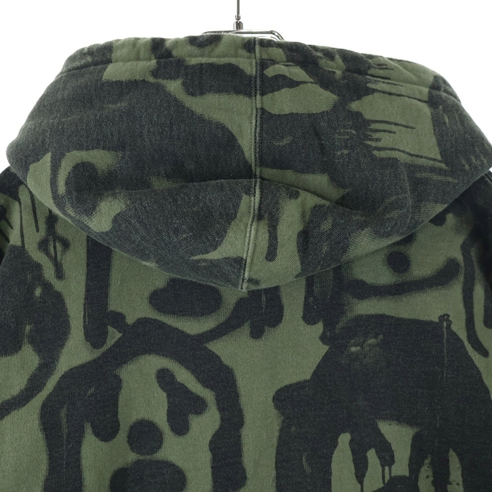 SUPREME(シュプリーム) 20AW ×YOHJI YAMAMOTO Hooded Sweatshirt ヨウジヤマモト 総柄アートプリント スウェットプルオーバーパーカー フーディー グリーン