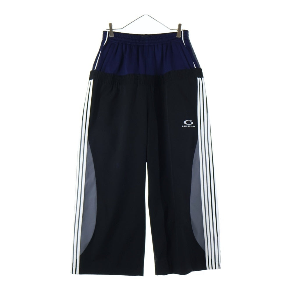 BALENCIAGA(バレンシアガ) 24AW CUT-UP TRACKSUIT PANTS ループスポーツロゴ カットアップ レイヤード トラックスーツパンツ ブラック/ネイビー 808909 TR031