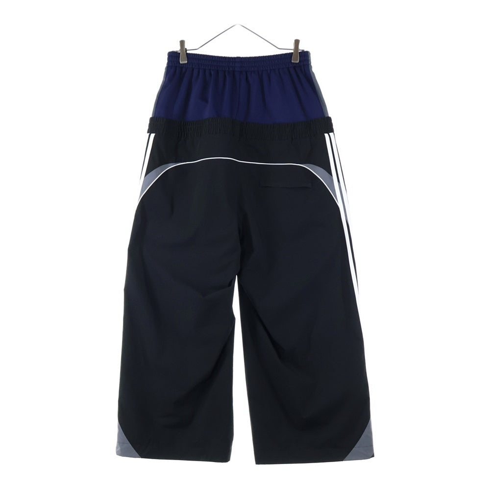BALENCIAGA(バレンシアガ) 24AW CUT-UP TRACKSUIT PANTS ループスポーツロゴ カットアップ レイヤード トラックスーツパンツ ブラック/ネイビー 808909 TR031