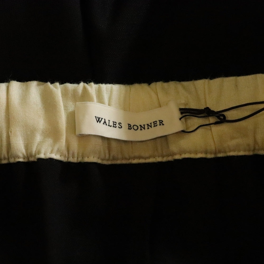 Wales Bonner(ウェールズ ボナー) SEINE TROUSERS セーヌ サイドライン イージートラウザーズパンツ ブラック WB23F-MA23TR06-WO03-999-B-46