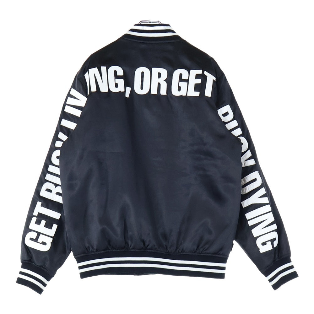 NEIGHBORHOOD(ネイバーフッド) 17AW B.B./E-JKT ボタンダウン レザーパッチ スタジアムジャケット ブラック/ホワイト 172TSNH-JKM05