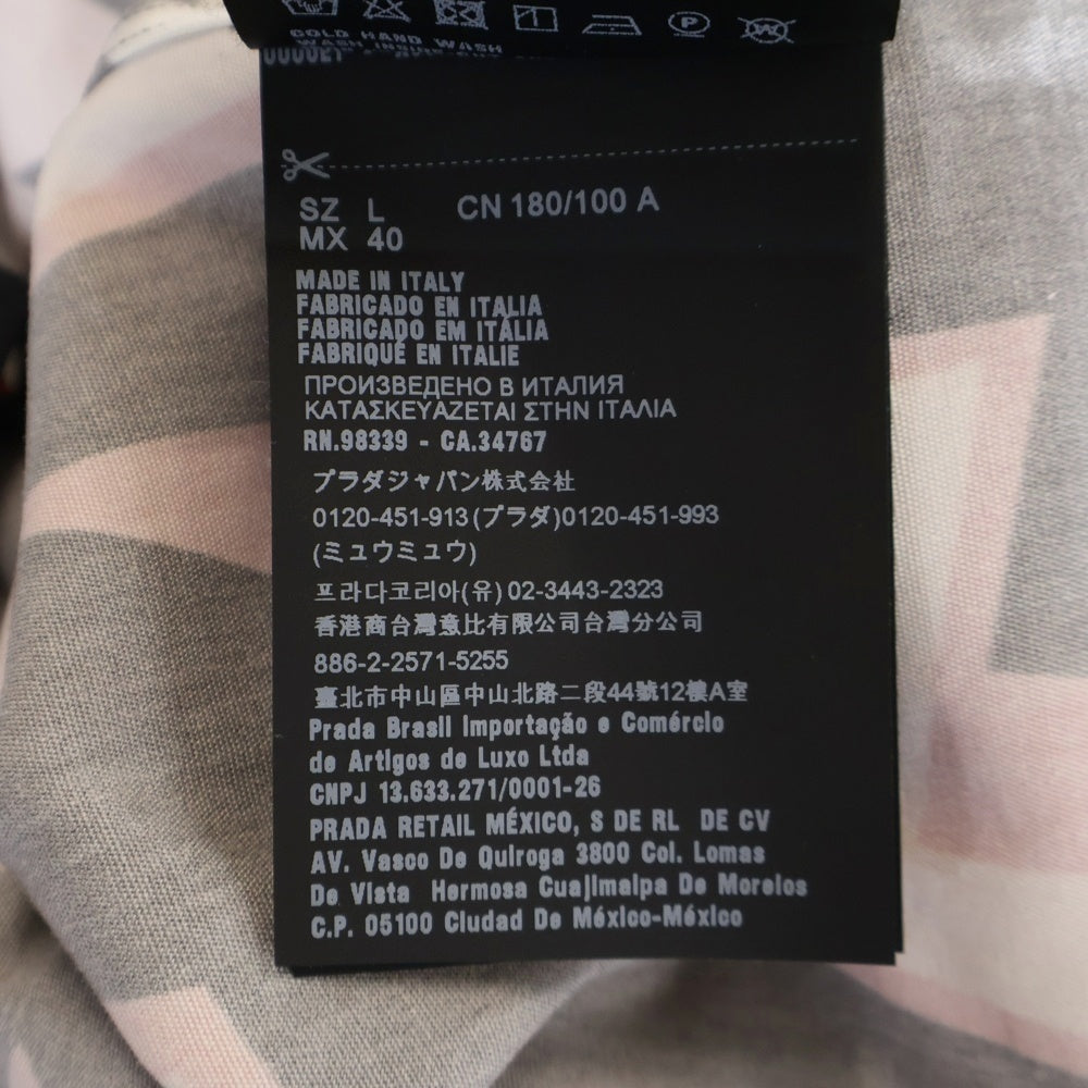 PRADA(プラダ) 19AW BLACK AND RED THUNDER PRINT SHIRT サンダーパターン ボタンダウン レギュラーカラー半袖シャツ ブラック/レッド S192 1U5R