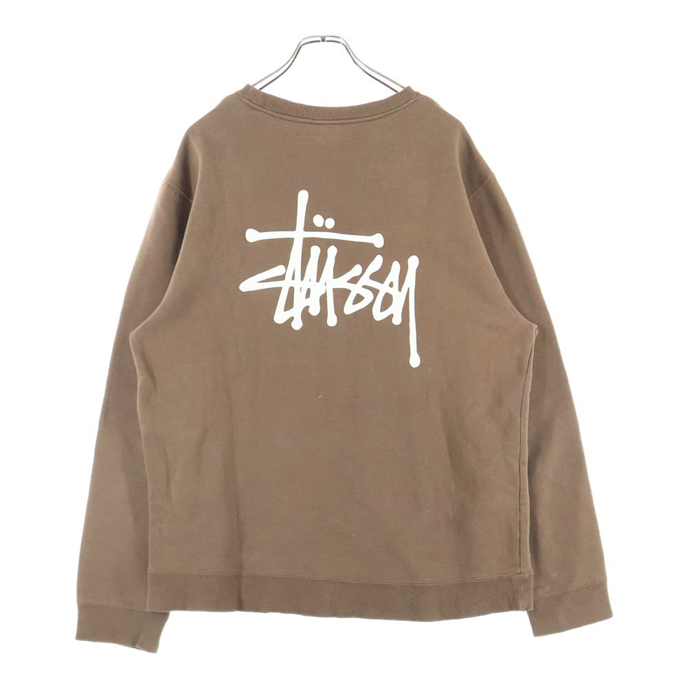 STUSSY(ステューシー) BASIC CREWNECK SWEAT ロゴプリント ベーシック クルーネック スウェット ブラウン