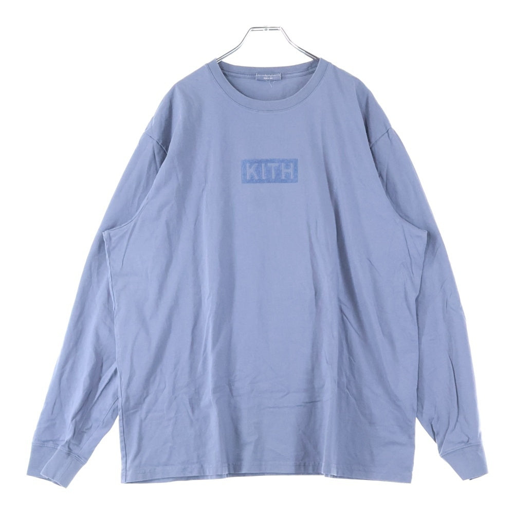 KITH(キス) BOX LOGO ELEVATION LS TEEボックスロゴ ロングスリーブTシャツ カットソー ブルー KHM032543