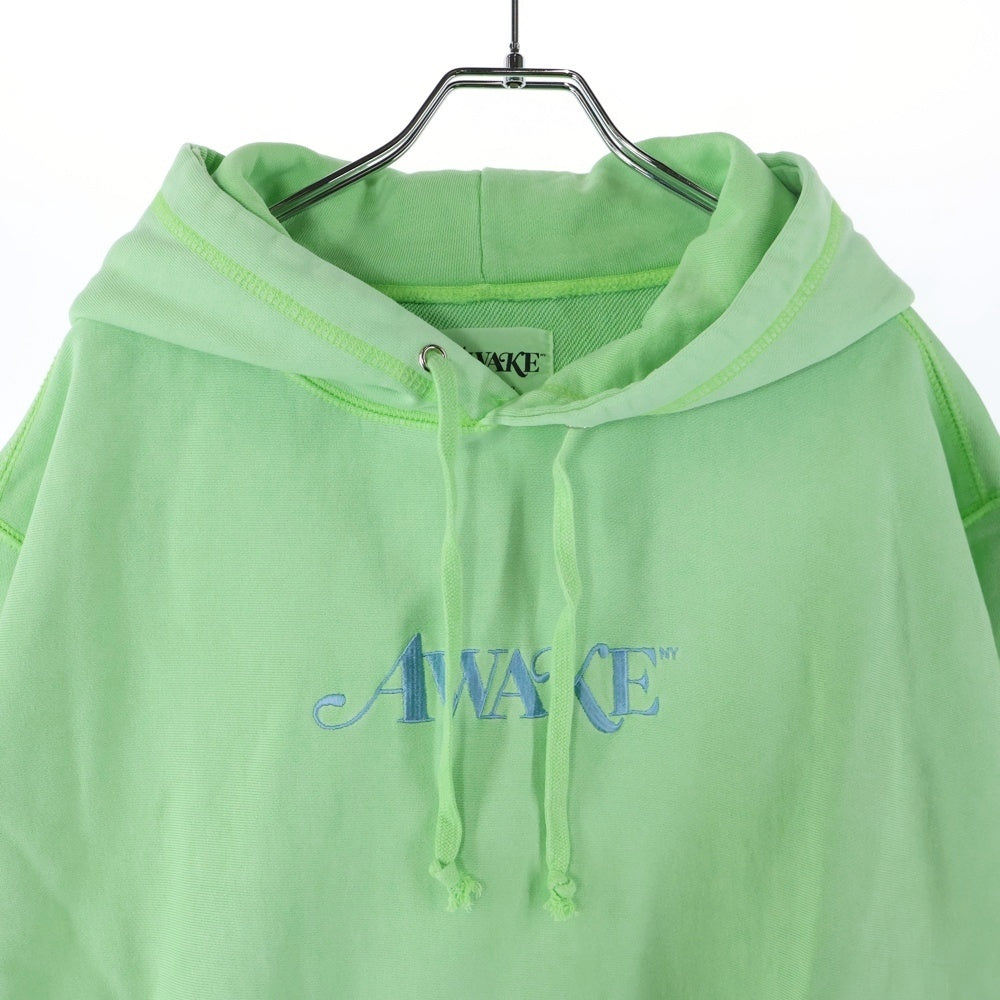 AWAKE NY(アウェイク ニューヨーク) ロゴエンブロイダリー フーデットスウェットパーカー グリーン