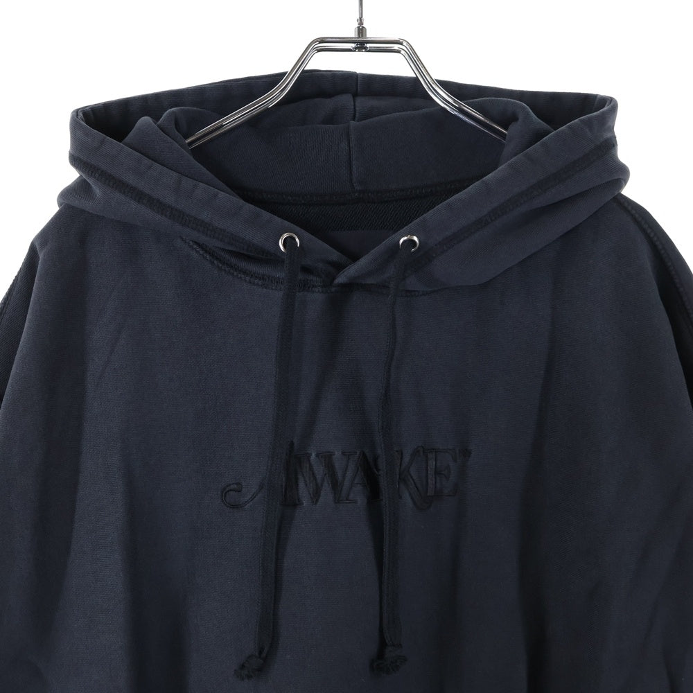 AWAKE NY(アウェイク ニューヨーク) ロゴエンブロイダリー フーデットスウェットパーカー ブラック
