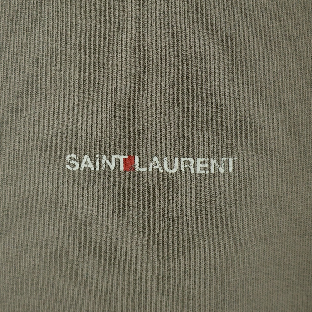 SAINT LAURENT PARIS(サンローランパリ) フロントロゴ刺繍 プルオーバースウェットパーカー フーディー カーキ 532119 YB2WY