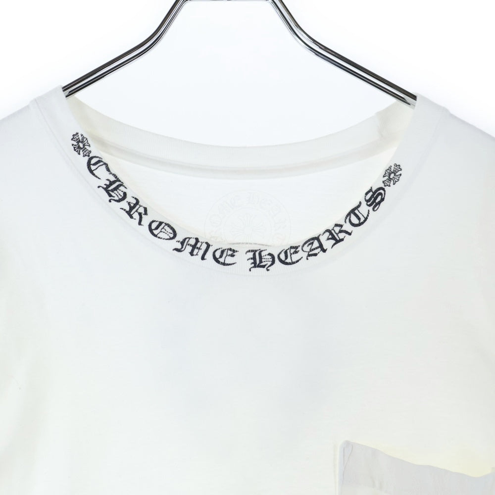 CHROME HEARTS(クロムハーツ) FLRL CRS L/S TEE ネックロゴ フローラル ロゴプリント ロングスリーブ 長袖Tシャツ カットソー ホワイト