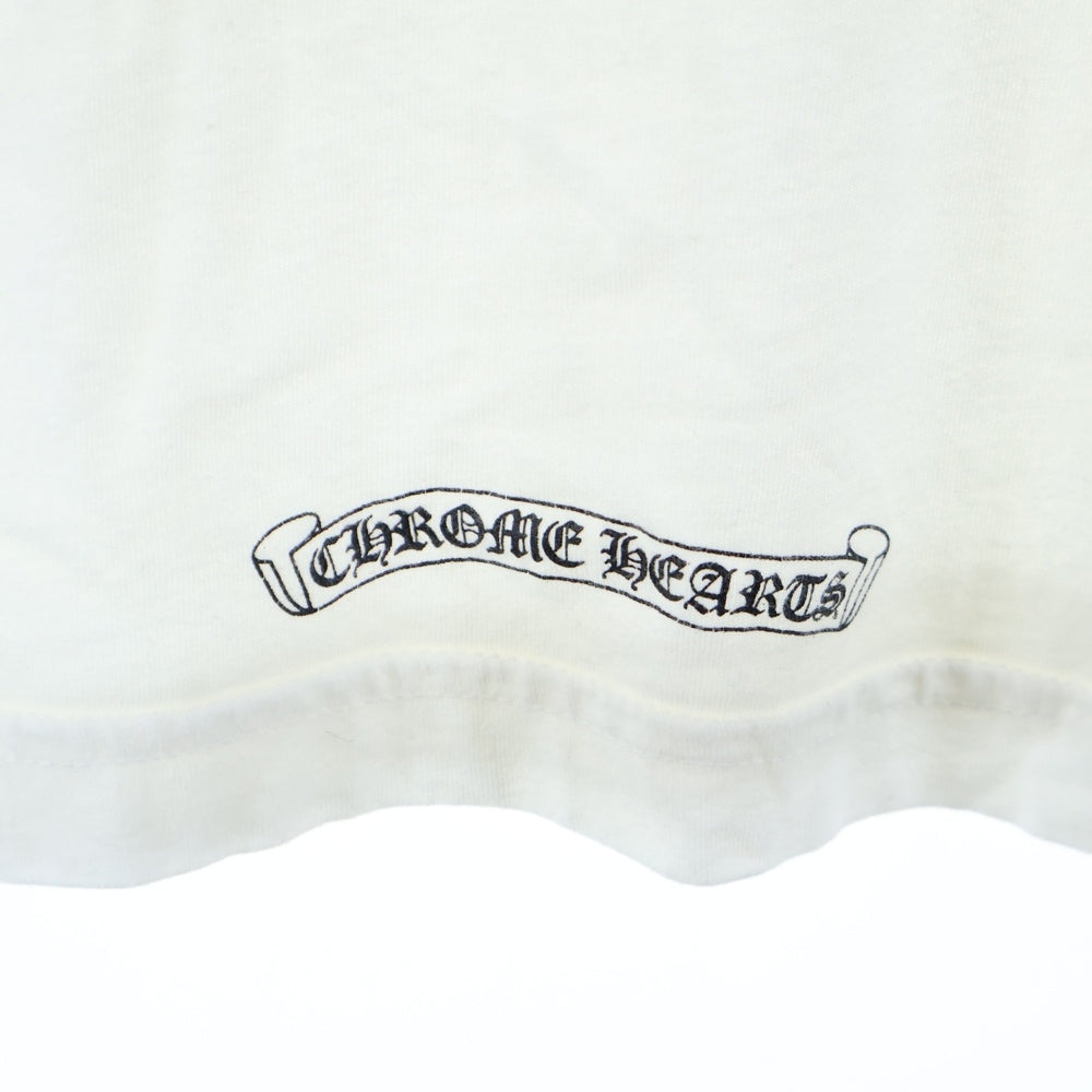CHROME HEARTS(クロムハーツ) FLRL CRS L/S TEE ネックロゴ フローラル ロゴプリント ロングスリーブ 長袖Tシャツ カットソー ホワイト