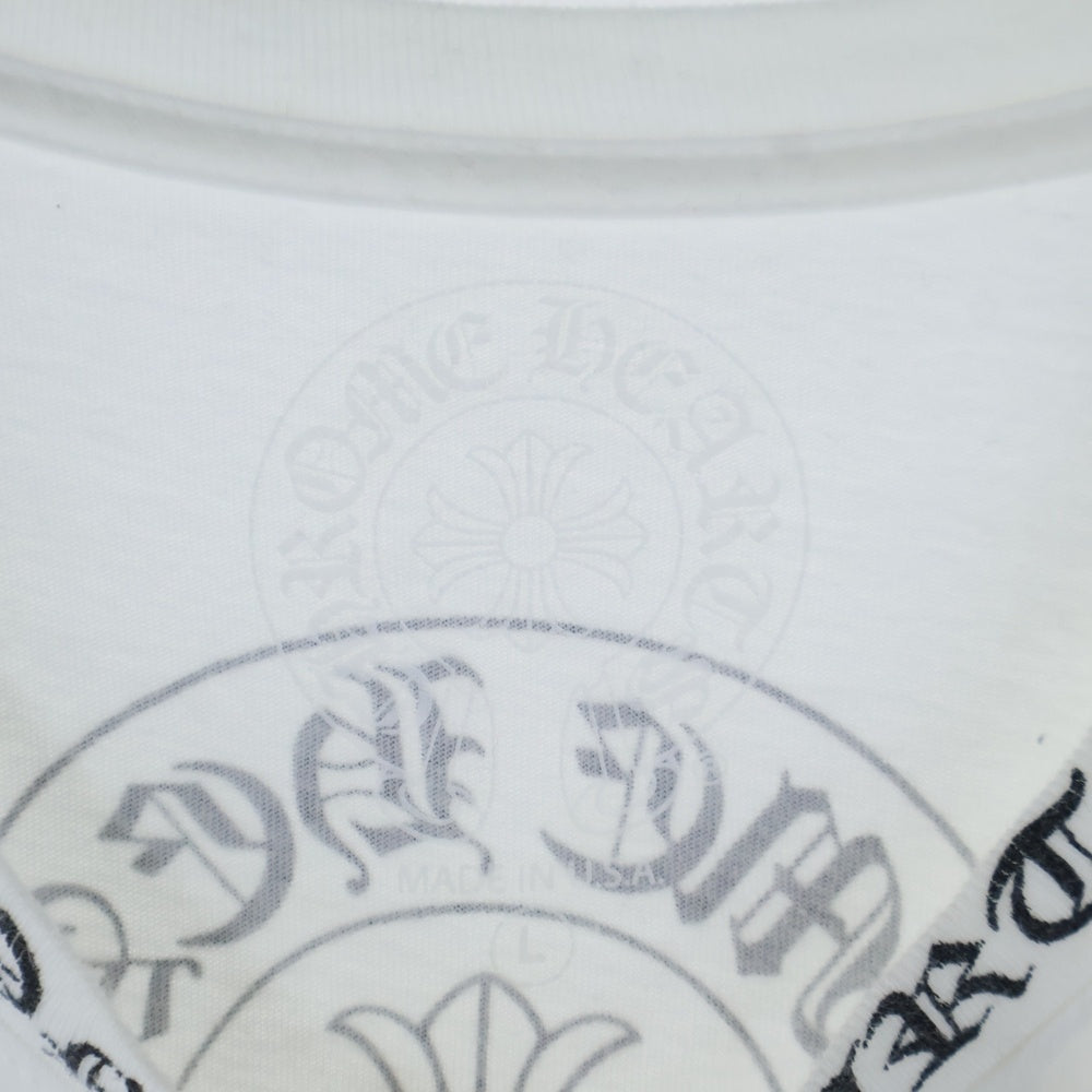 CHROME HEARTS(クロムハーツ) FLRL CRS L/S TEE ネックロゴ フローラル ロゴプリント ロングスリーブ 長袖Tシャツ カットソー ホワイト