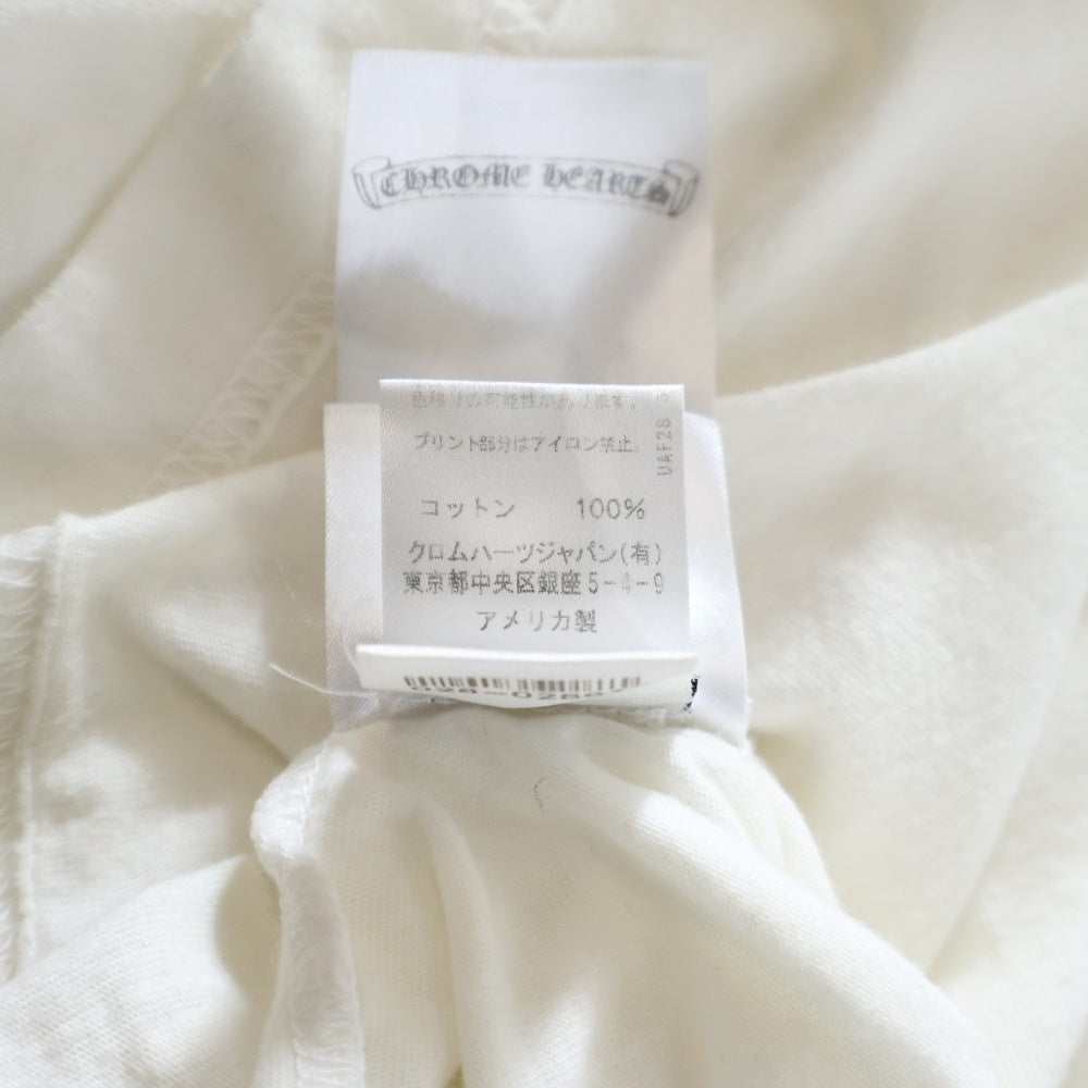 CHROME HEARTS(クロムハーツ) FLRL CRS L/S TEE ネックロゴ フローラル ロゴプリント ロングスリーブ 長袖Tシャツ カットソー ホワイト