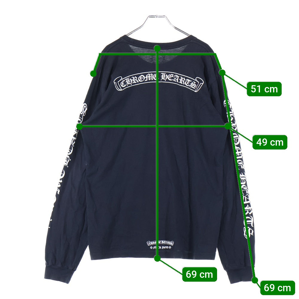 CHROME HEARTS(クロムハーツ) CH L/S 1 バックスクロール ロゴプリント クルーネック 長袖 Tシャツ ロングスリーブ カットソー ブラック