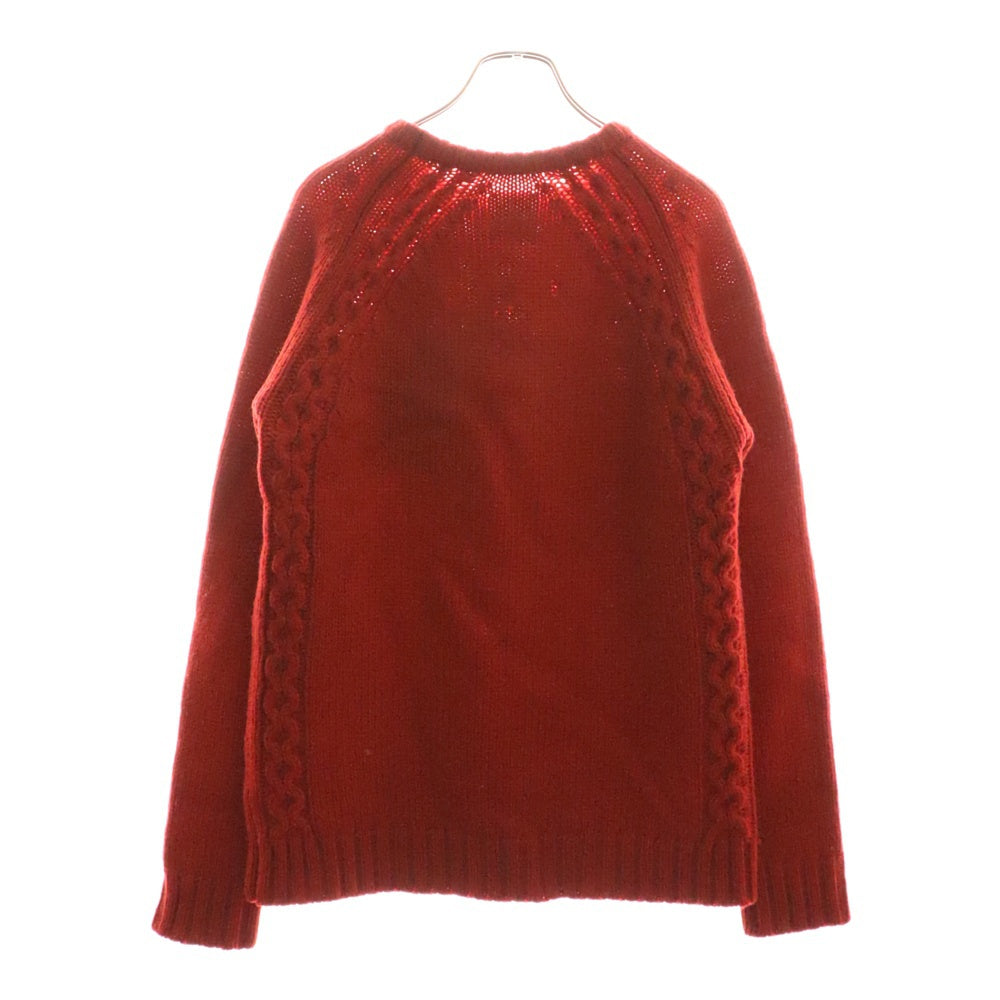 BEDWIN & THE HEARTBREAKERS(ベドウィンアンドザハートブレーカーズ) ケーブルライン クルーネック ウールニット セーター レッド